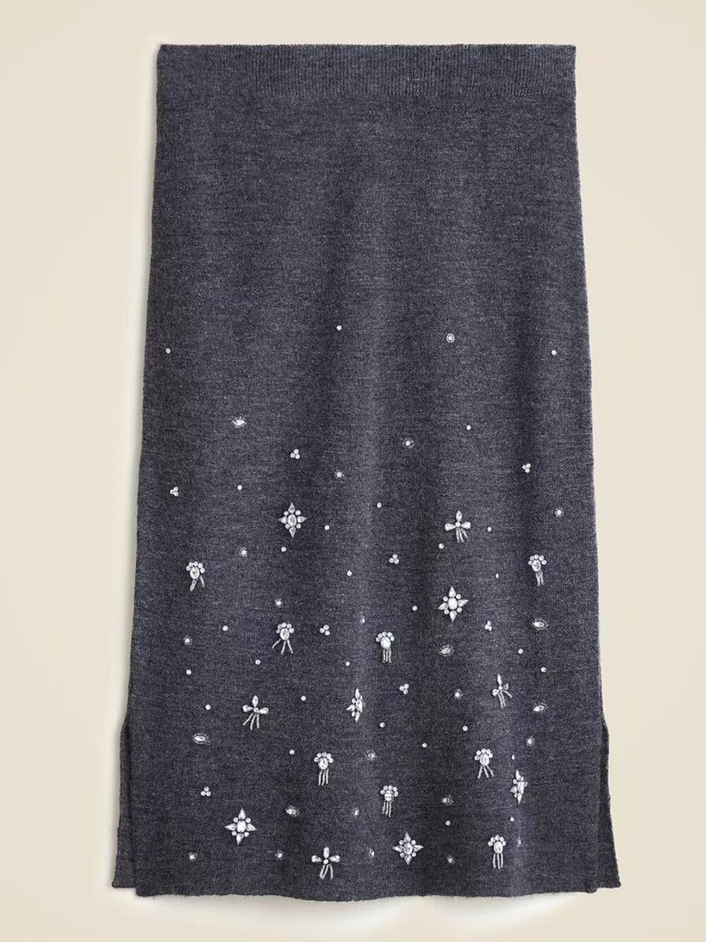 J.CREW collection wool-blend midi skirt with crystal embellishments. SIZE: m.